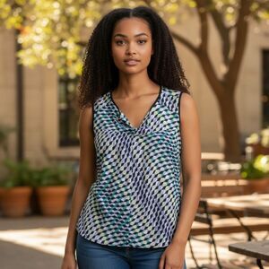 Nine West Sleeveless Blouse Women's XL  Multicolor Geometric Print